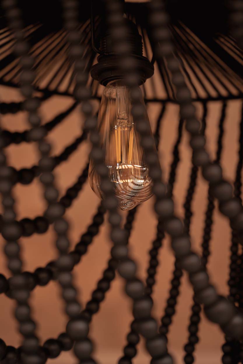 De Wooden Bead Kroonluchter - Zwart - L