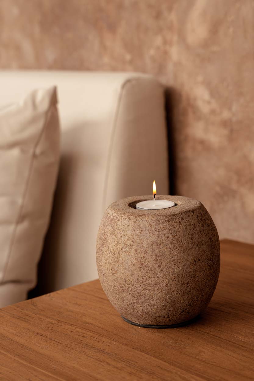 The Cavestone Candle Holder - Brown