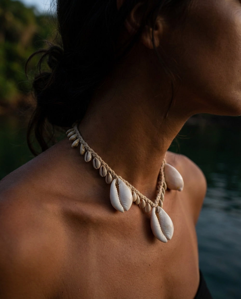 Le Collier Big White Cowrie En Coquillage
