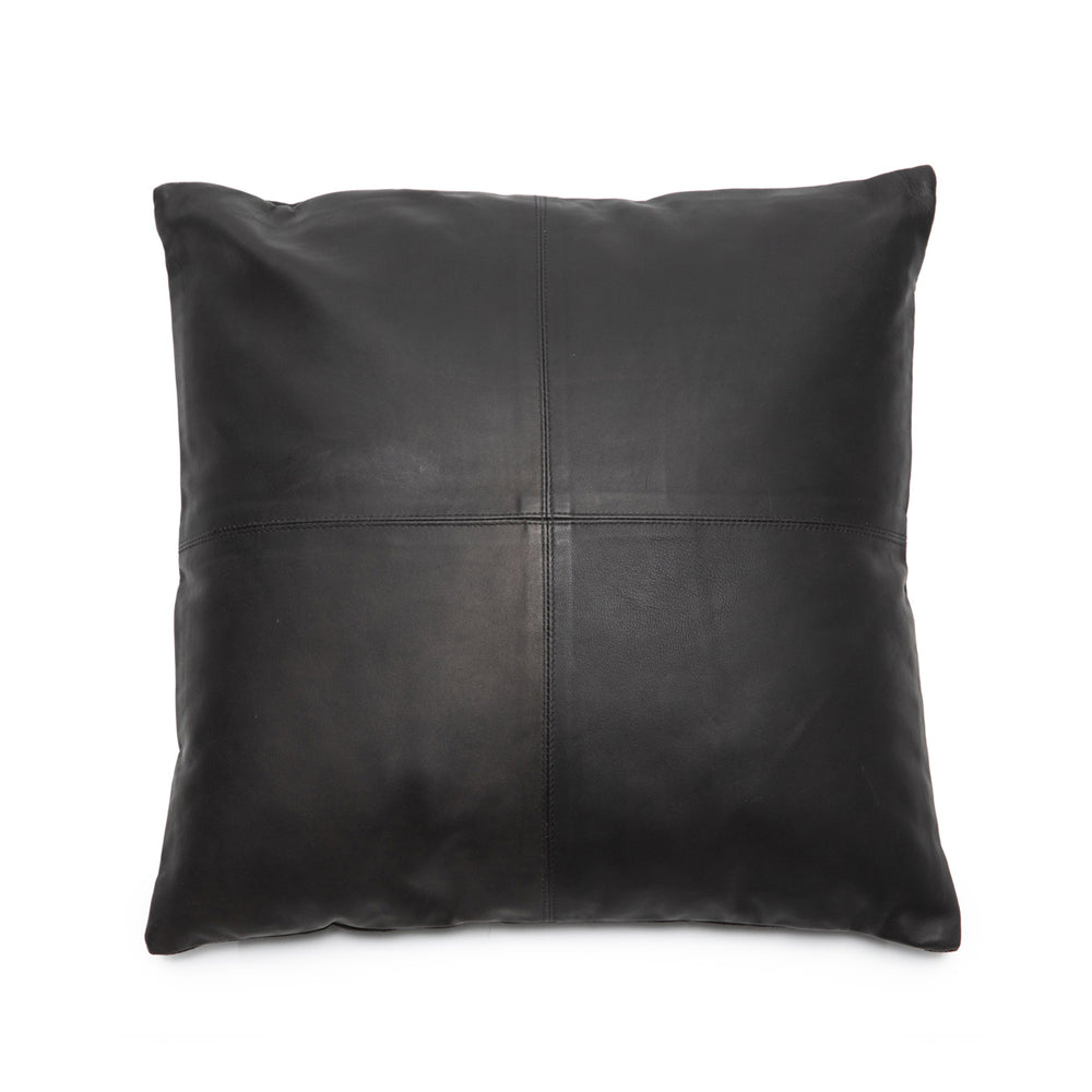 De Four Leather Panel Kussenhoes - Zwart - 40x40