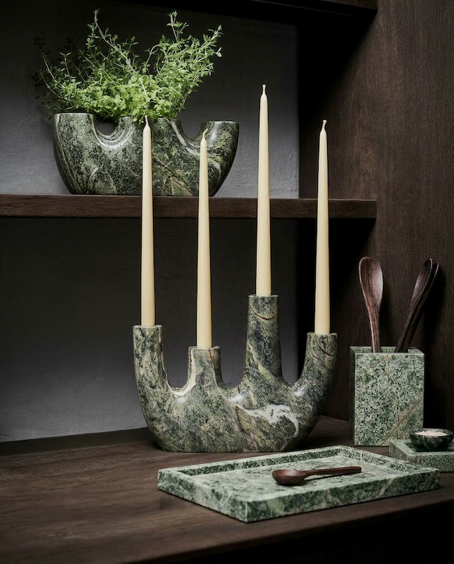 Le Vase en Marbre Bidasar - Vert - Haut