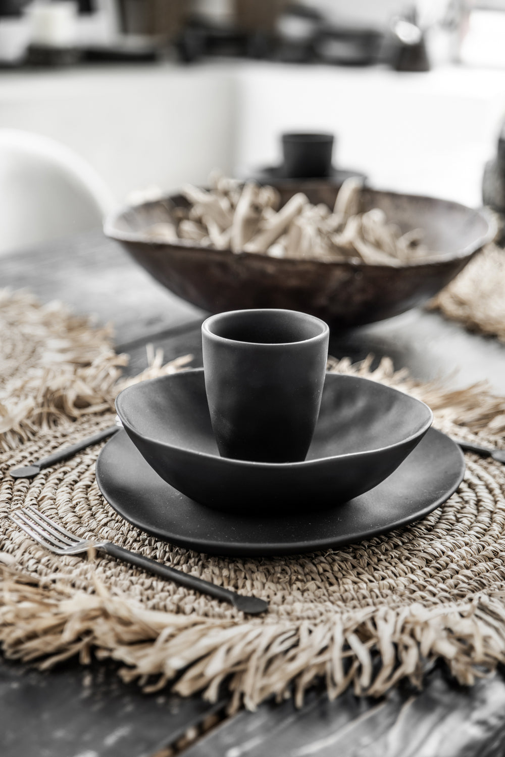 De Fringe Raffia Placemat Rond - Natuurlijk