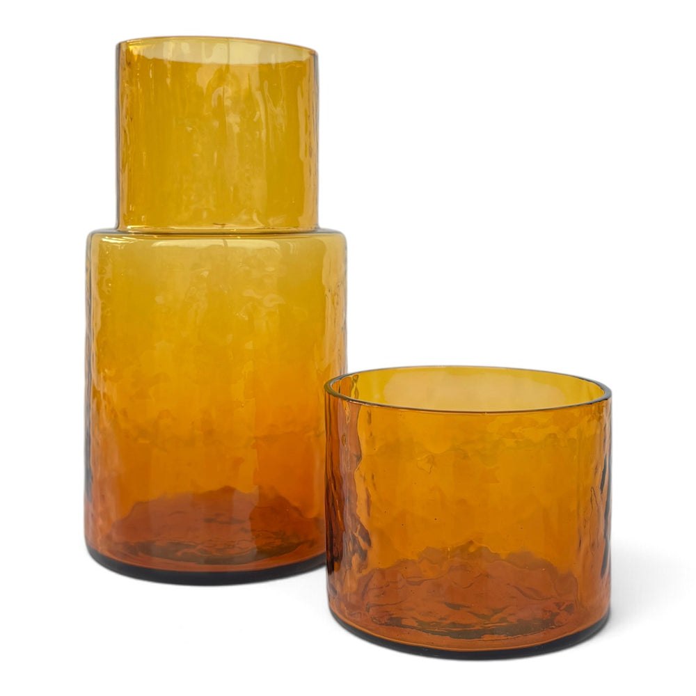 Das Amber Hammered Niedrige Glas - Bernstein