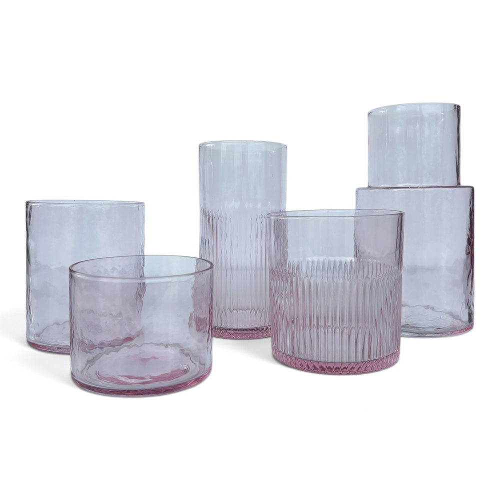 Das Pink Blush Rippled Niedrige Glas - Rosa