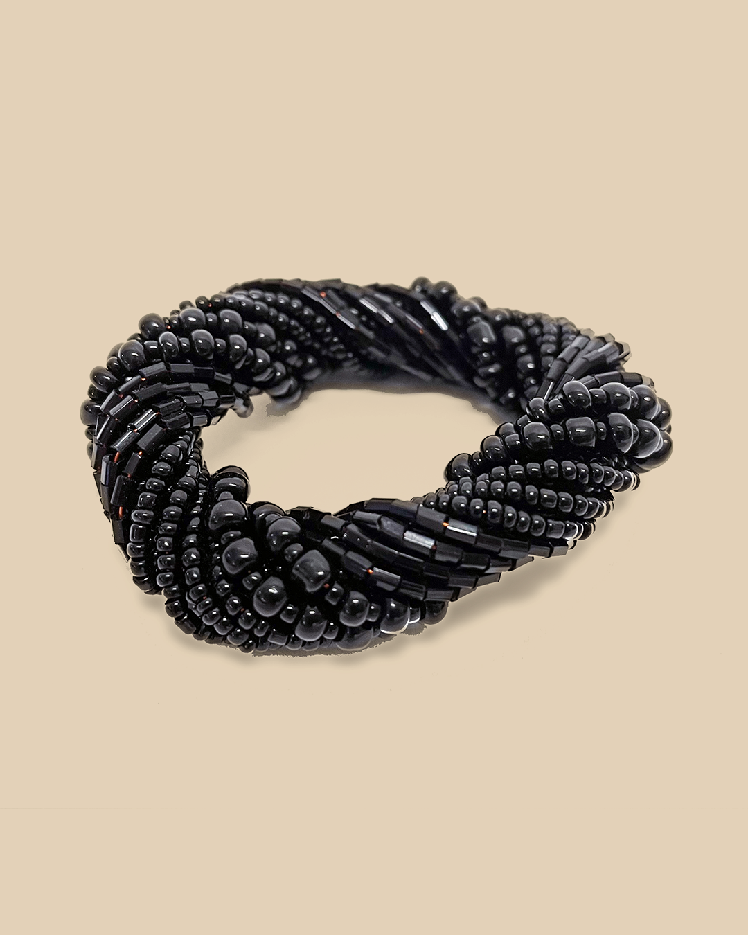 De Beaded Servetring - Zwart - Set van 4