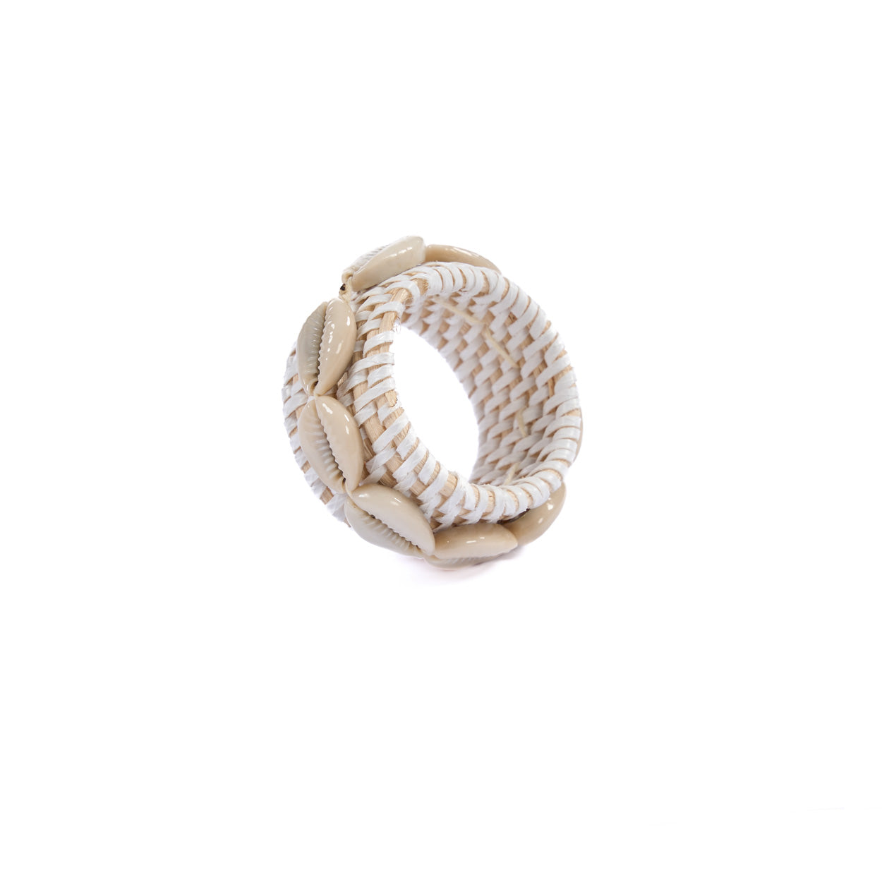 The Rattan Shell Napkin Ring - White