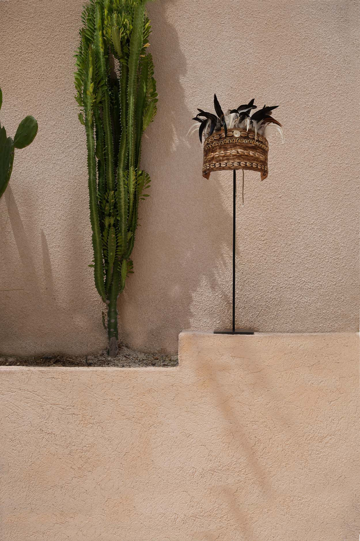 the-guinea-feather-hat-on-stand-natural-black