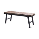 Elegant teak wood herringbone bench 110 cm, with black iron frame