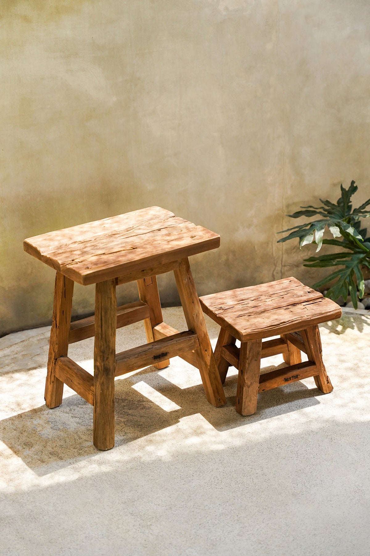 Large Solid Stool Handmade Solid Wood Stool in Large Size - Teak Seating – Bazar Bizar ...