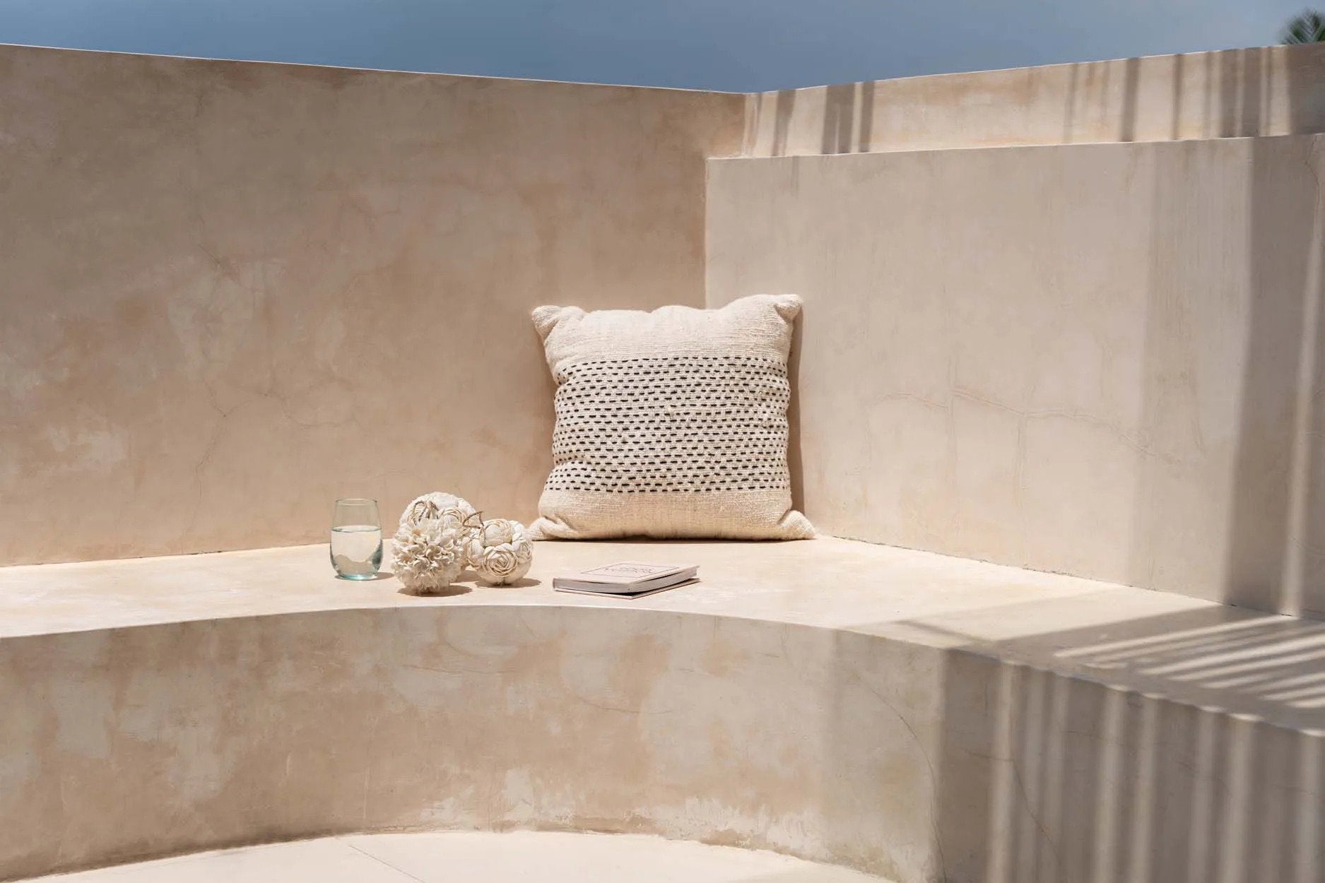Handmade shell decoration with organic white finish