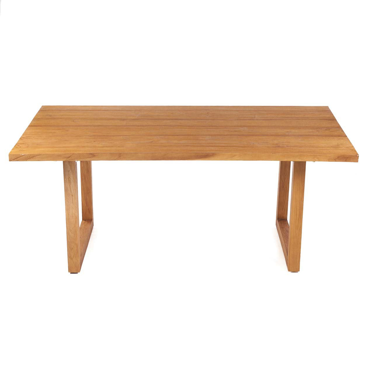 Handmade teak table designed for long outdoor meals and relaxed gatherings.