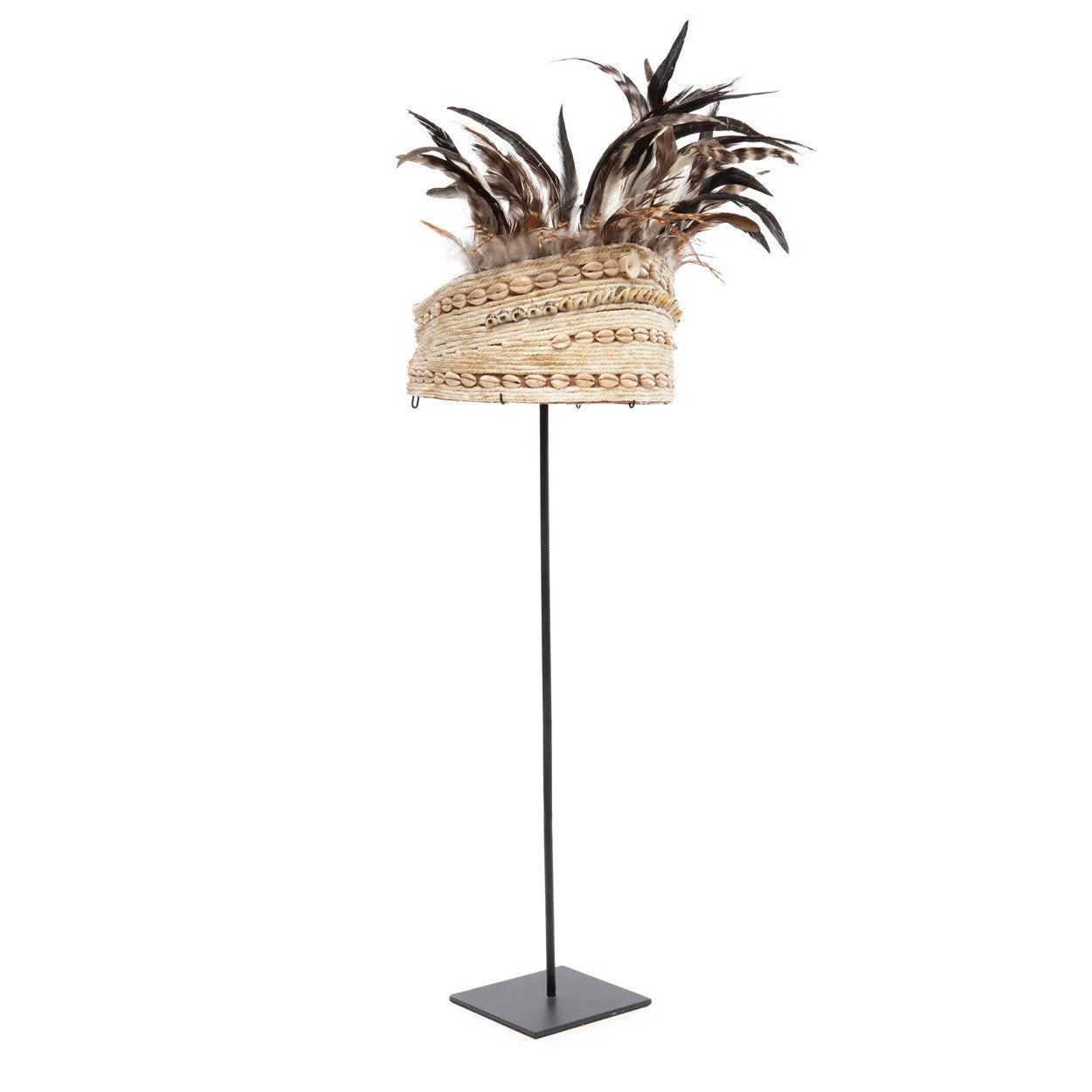 the-guinea-feather-hat-on-stand-natural-black