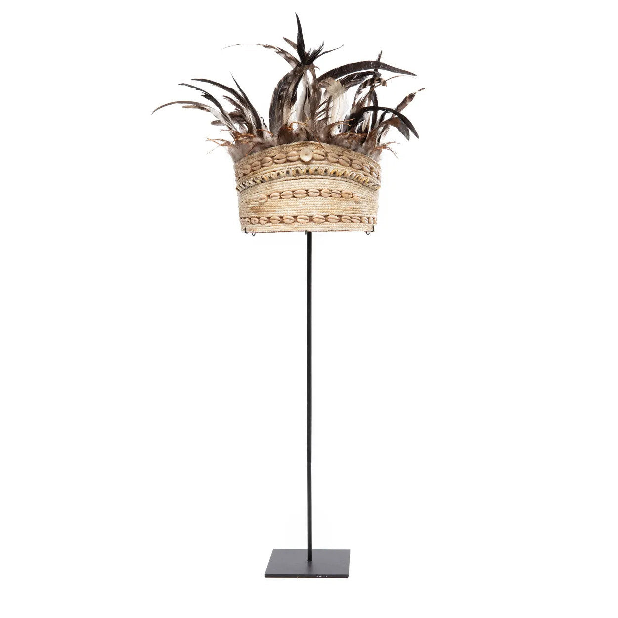 the-guinea-feather-hat-on-stand-natural-black
