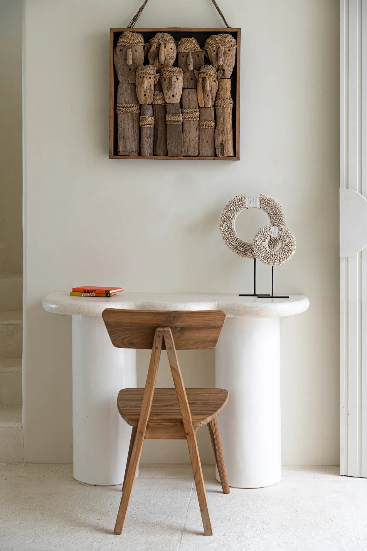 Sculptural white shell decor piece for modern tropical or neutral-toned interiors