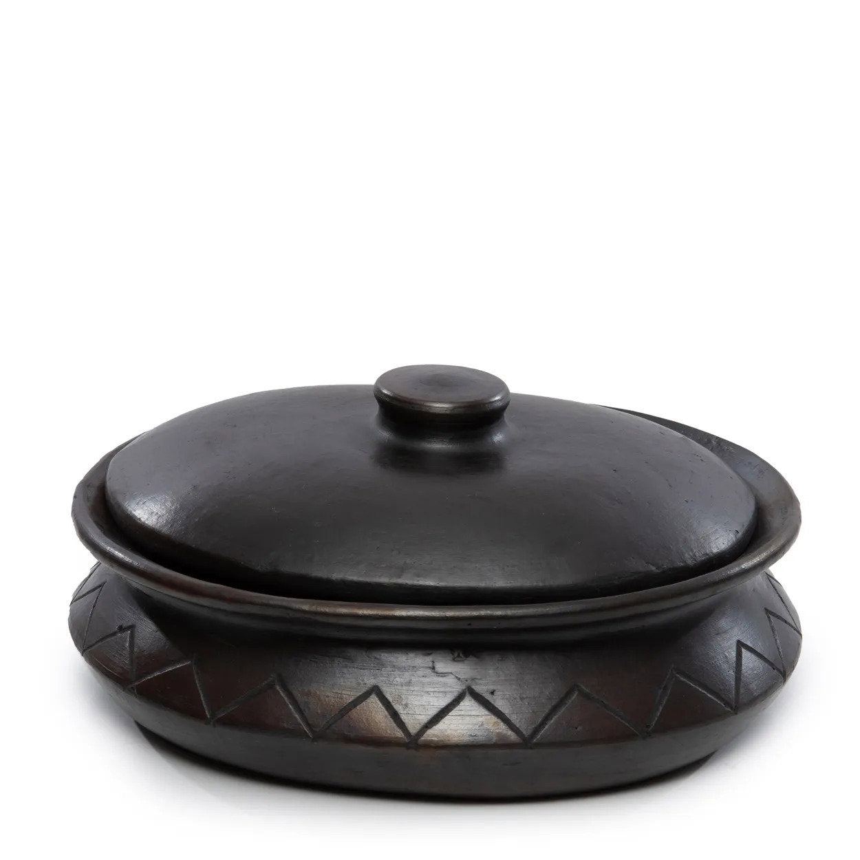 the-burned-oval-pot-with-pattern-black