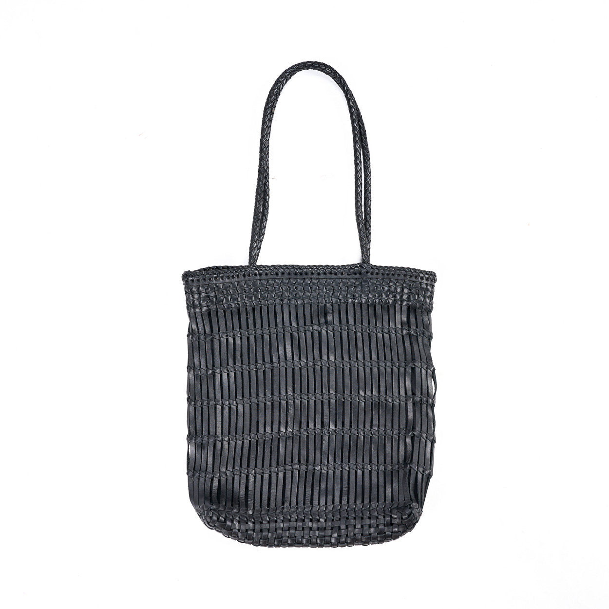 Large black tote bag leather handmade shopper