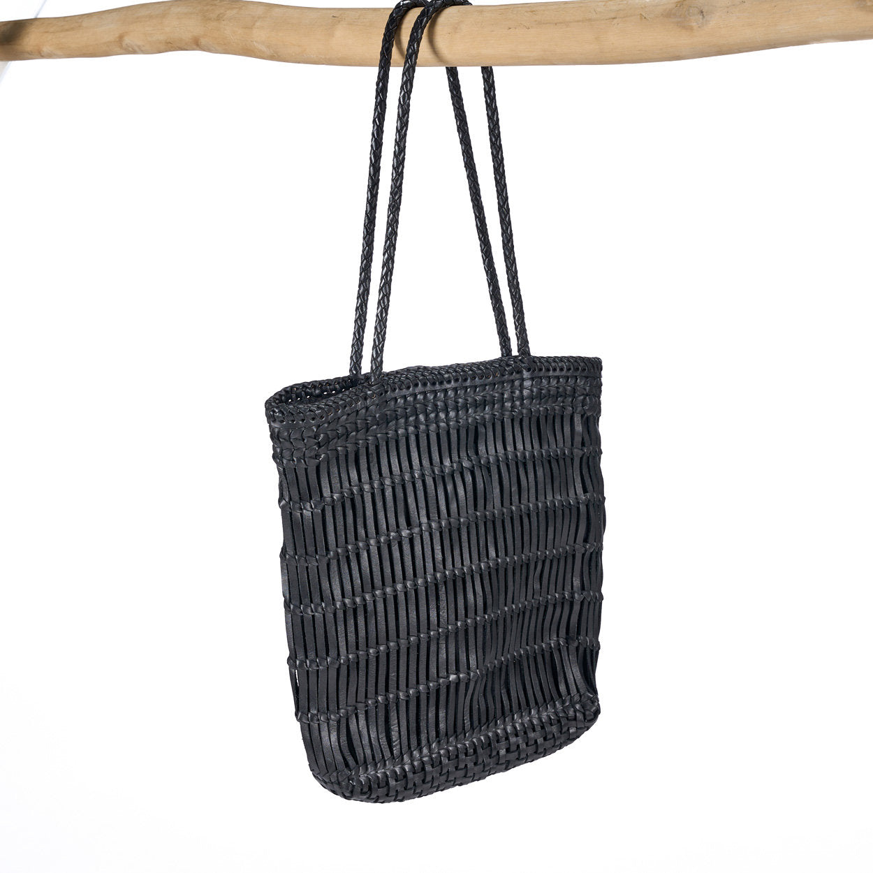 Luxury leather tote with structured frame, perfect for work or travel