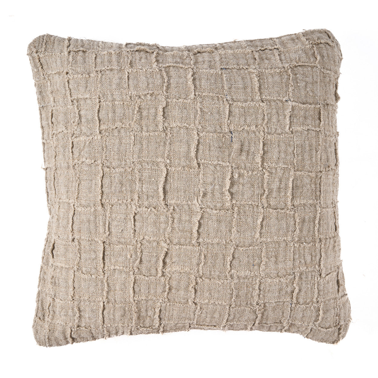 The Linen Damier Cushion Cover Natural, 50x50 linen cushion cover with a classic woven damier pattern.