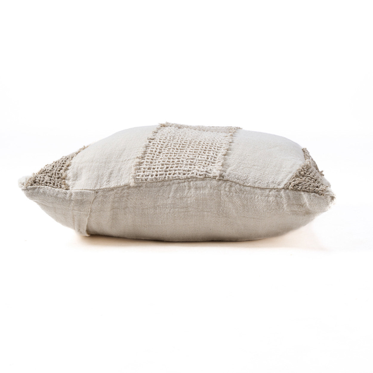 Handmade white linen cushion cover with breathable fabric, ideal for minimalist home décor