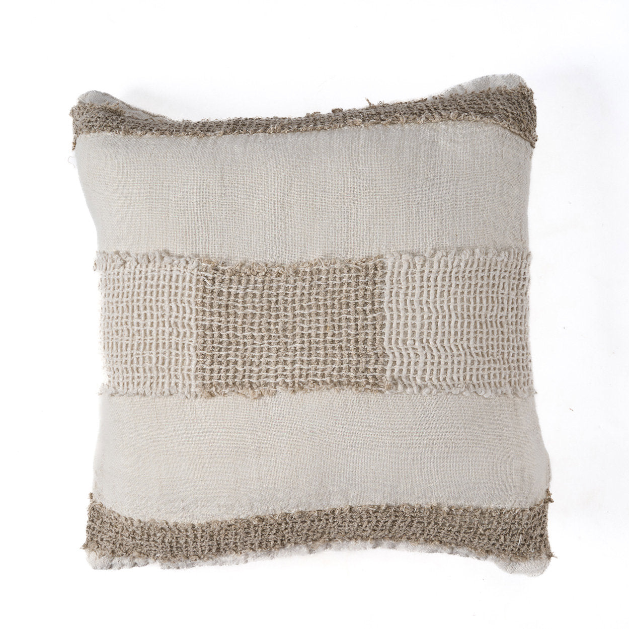The Linen Threads Cushion Cover White Natural, 50x50 cm handmade linen cushion for timeless comfort.