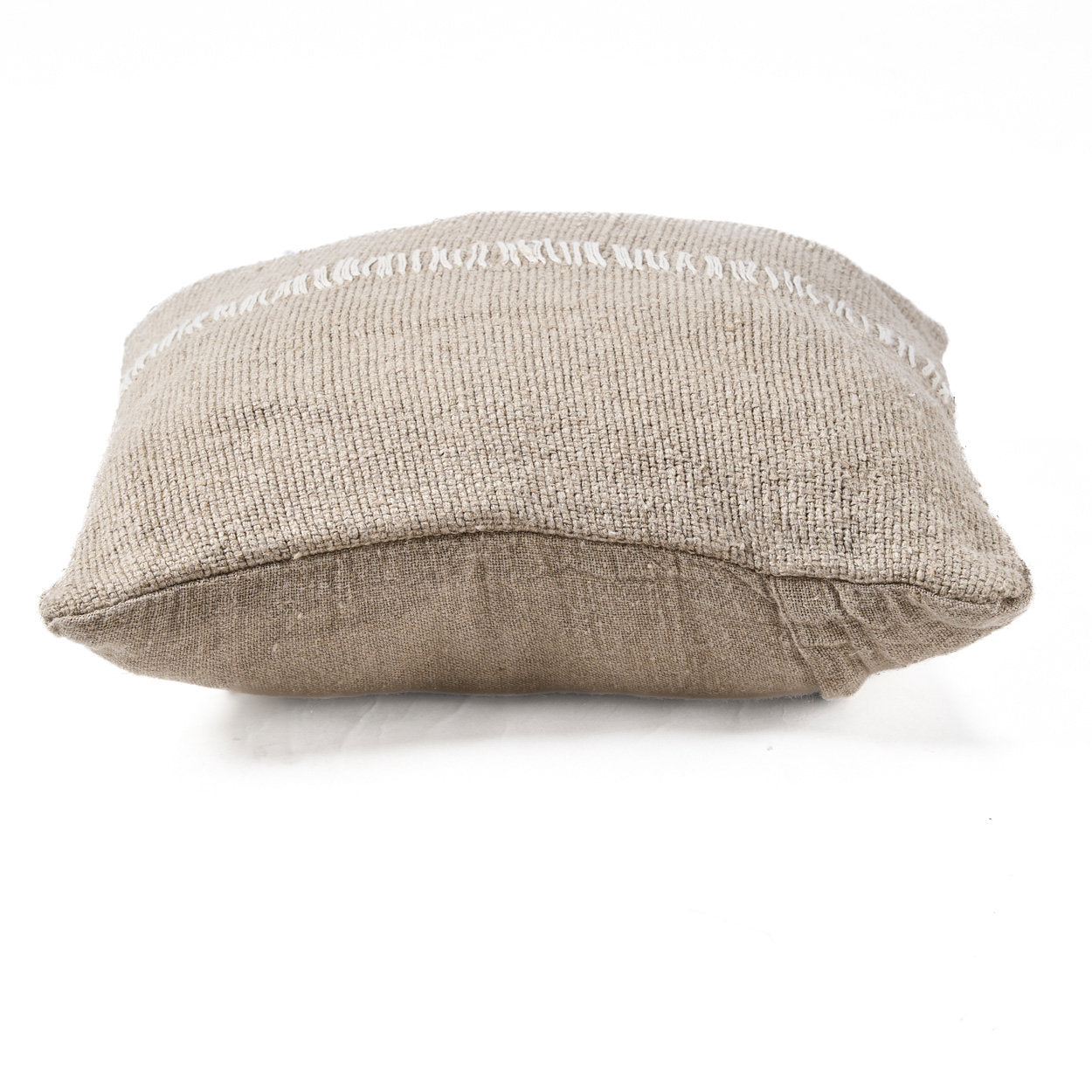 Handmade linen stitch cushion cover, eco-friendly and breathable fabric in soft natural white.