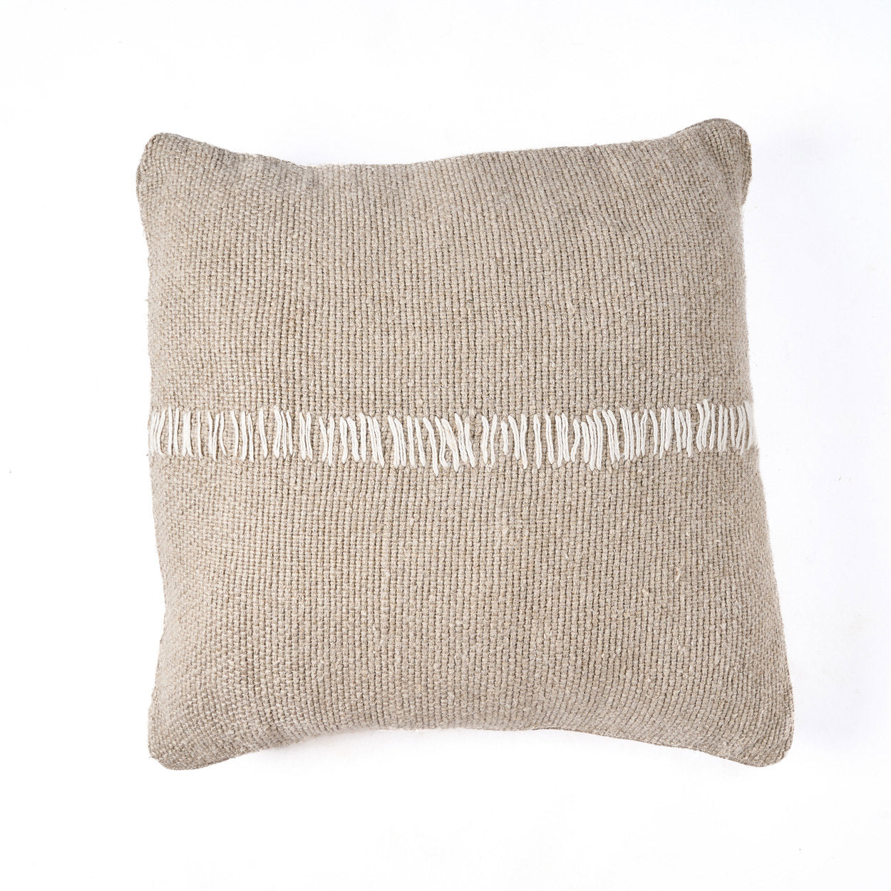 The Linen Stitch Cushion Cover Natural White, 50×50 cm linen pillow cover with elegant stitched detail.