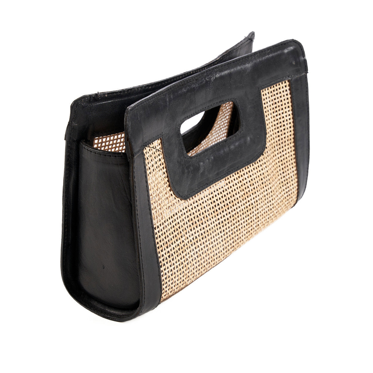 Leather clutch with artisanal craftsmanship