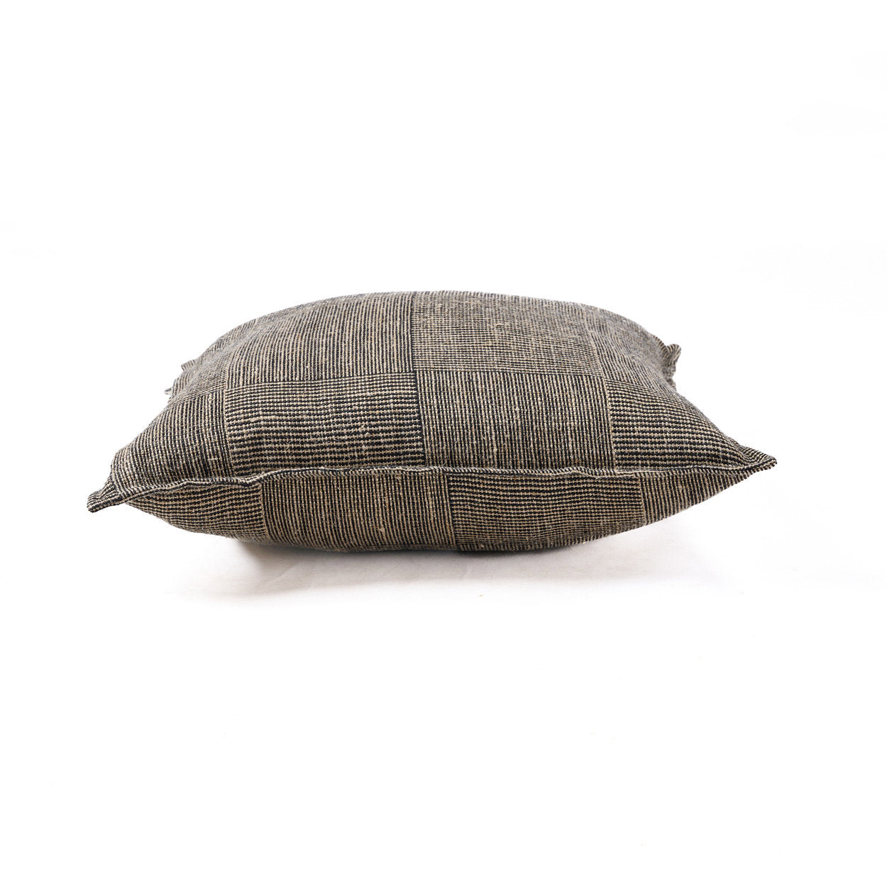 Handcrafted black and natural linen cushion cover 50×50 cm for rustic and minimalist home décor