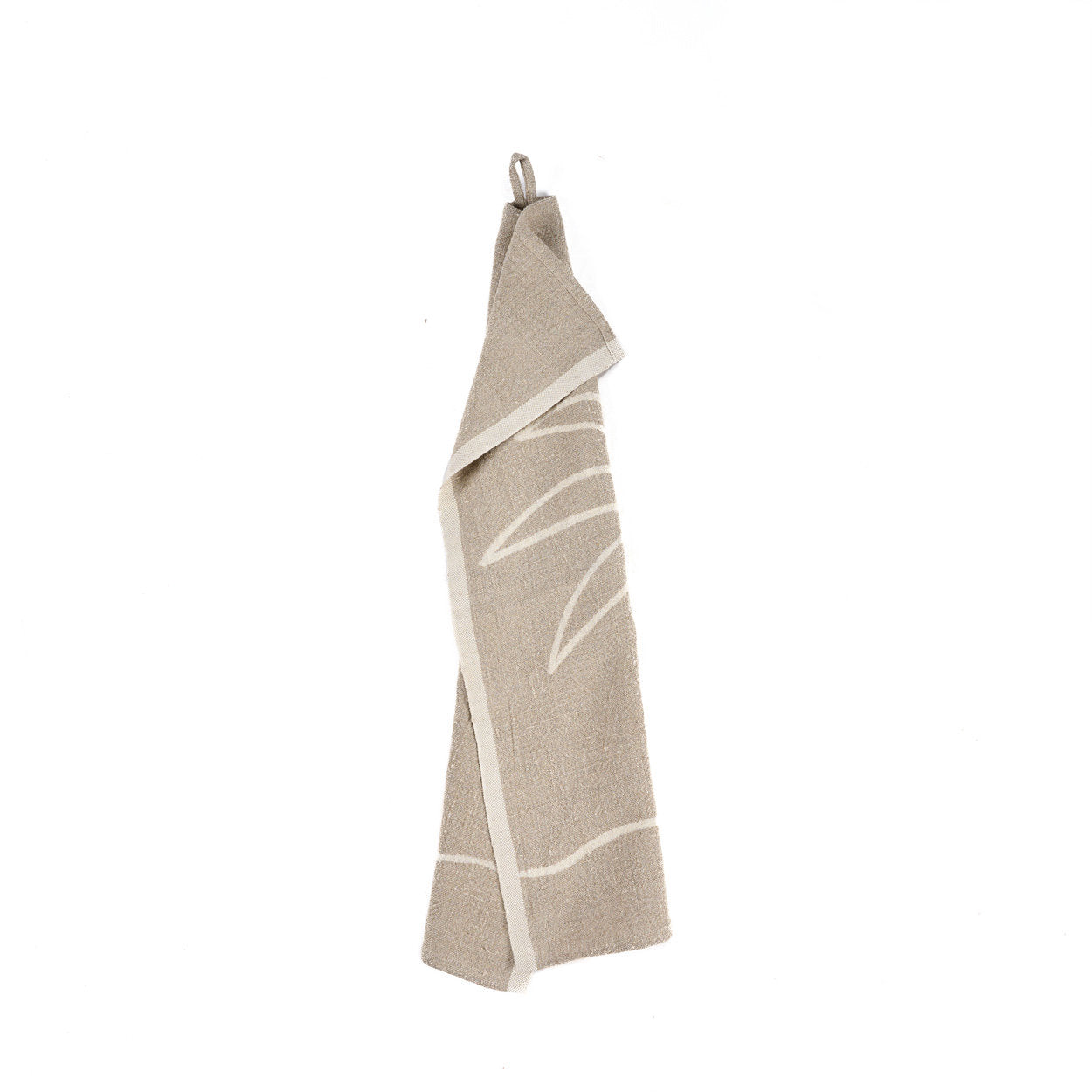 Soft, absorbent white linen kitchen towel with palm tree design, sized 50x70 cm for versatile kitchen use.