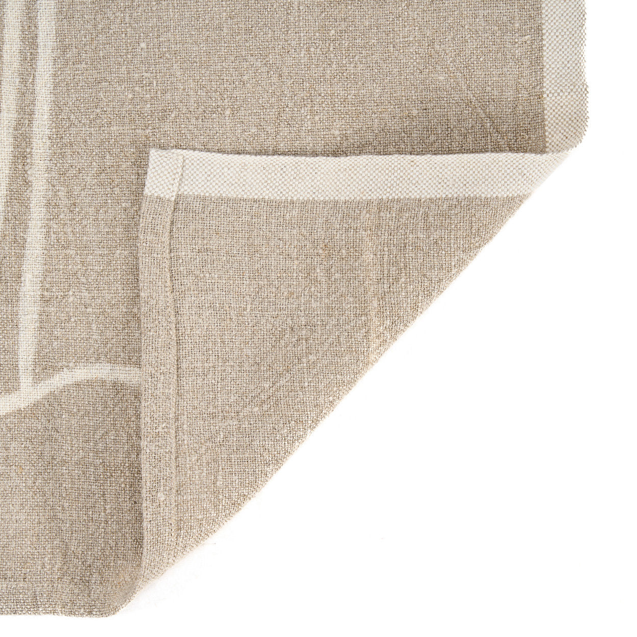 Natural linen kitchen towel with delicate palm tree pattern, ideal for drying dishes or adding coastal charm to your space.