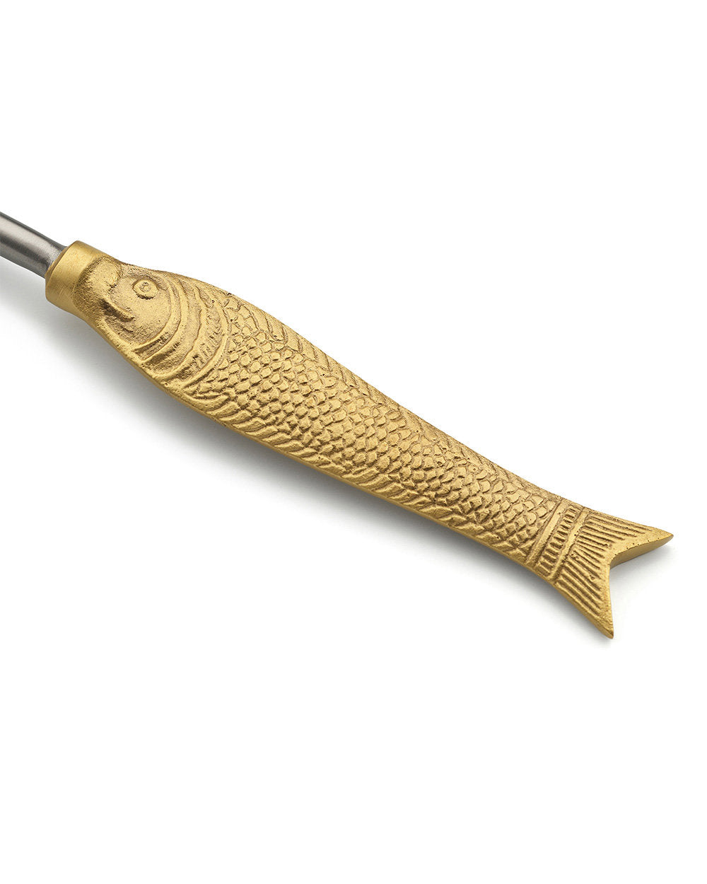 Unique ocean-inspired brass spoon in fish silhouette, perfect for boho, coastal, or eclectic table settings.
