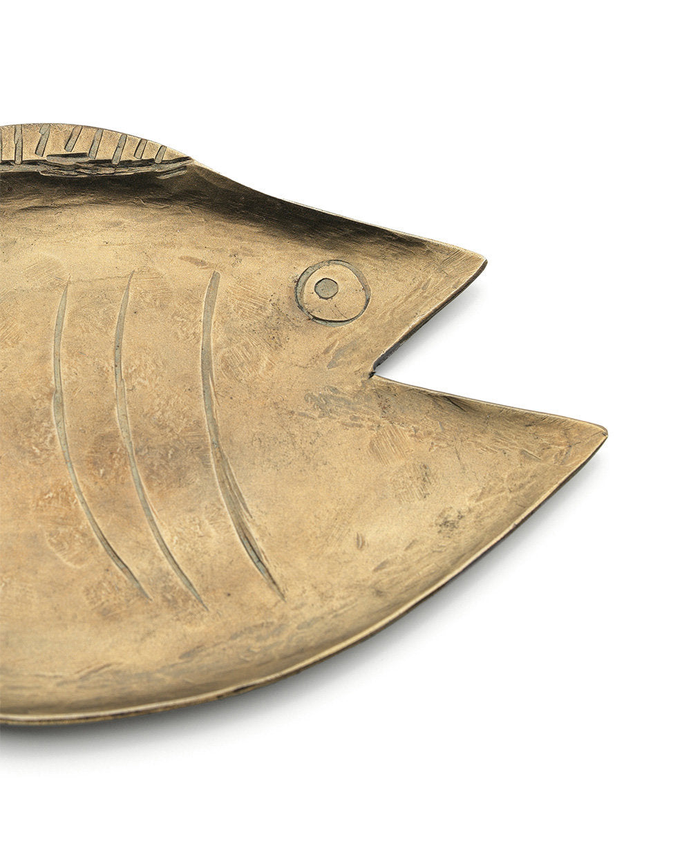 Gold decorative tray with sculptural form, ideal for modern or coastal interiors