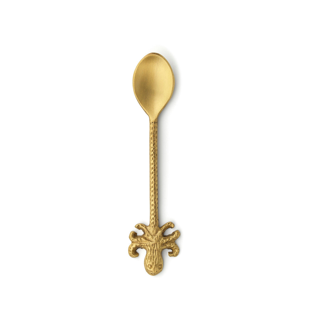 Small gold brass octopus spice spoon, handcrafted for measuring and serving spices with precision.