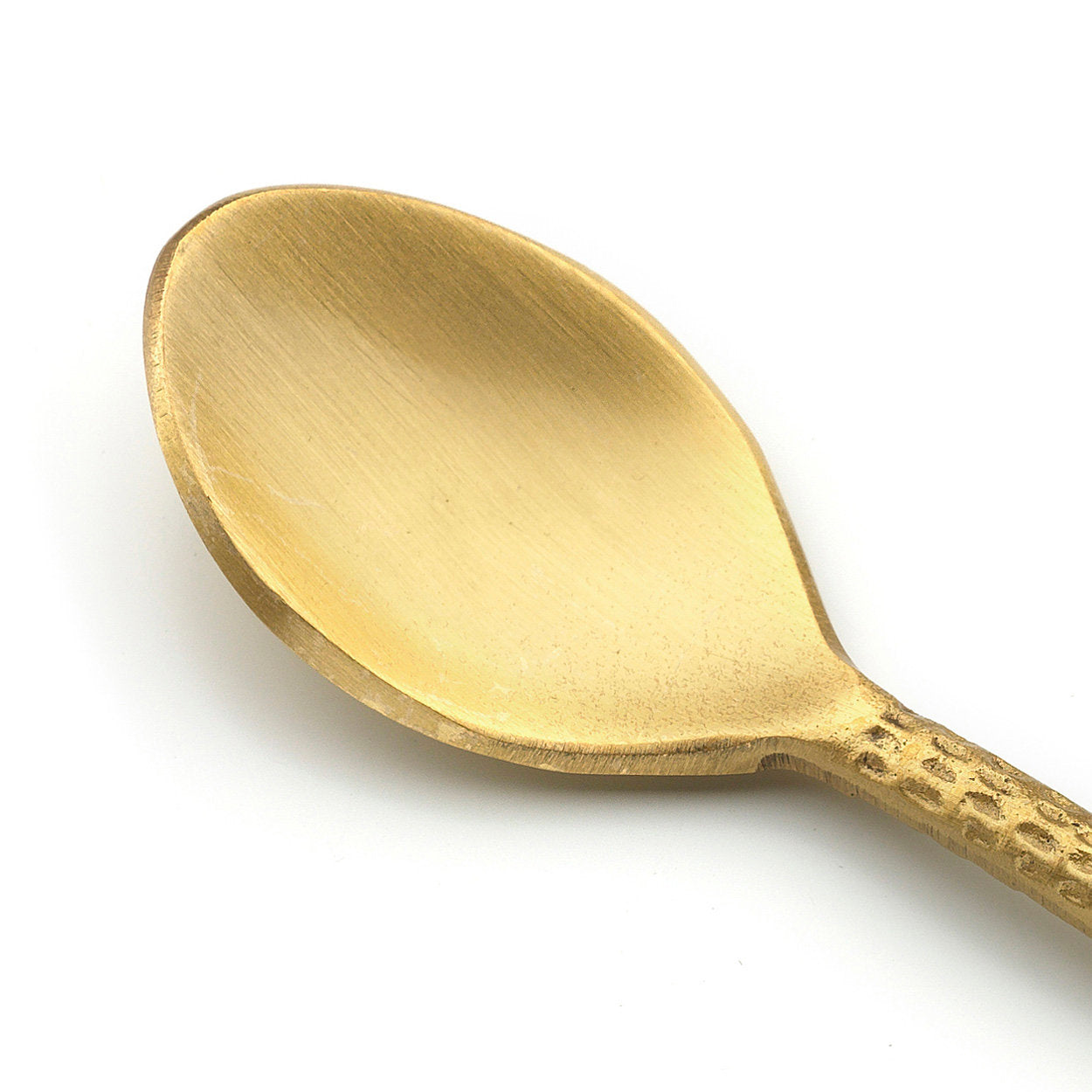 Artisan-made brass spoon in gold, featuring a subtle octopus motif, ideal for spice jars or small servings.