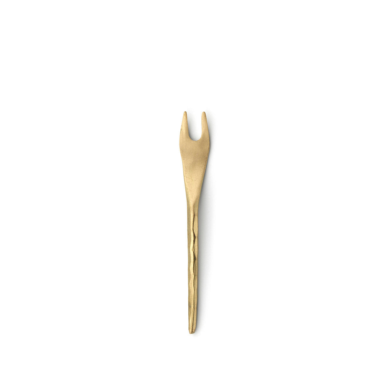 Small appetizer fork with gold finish, perfect for olives, cheese, and canapés