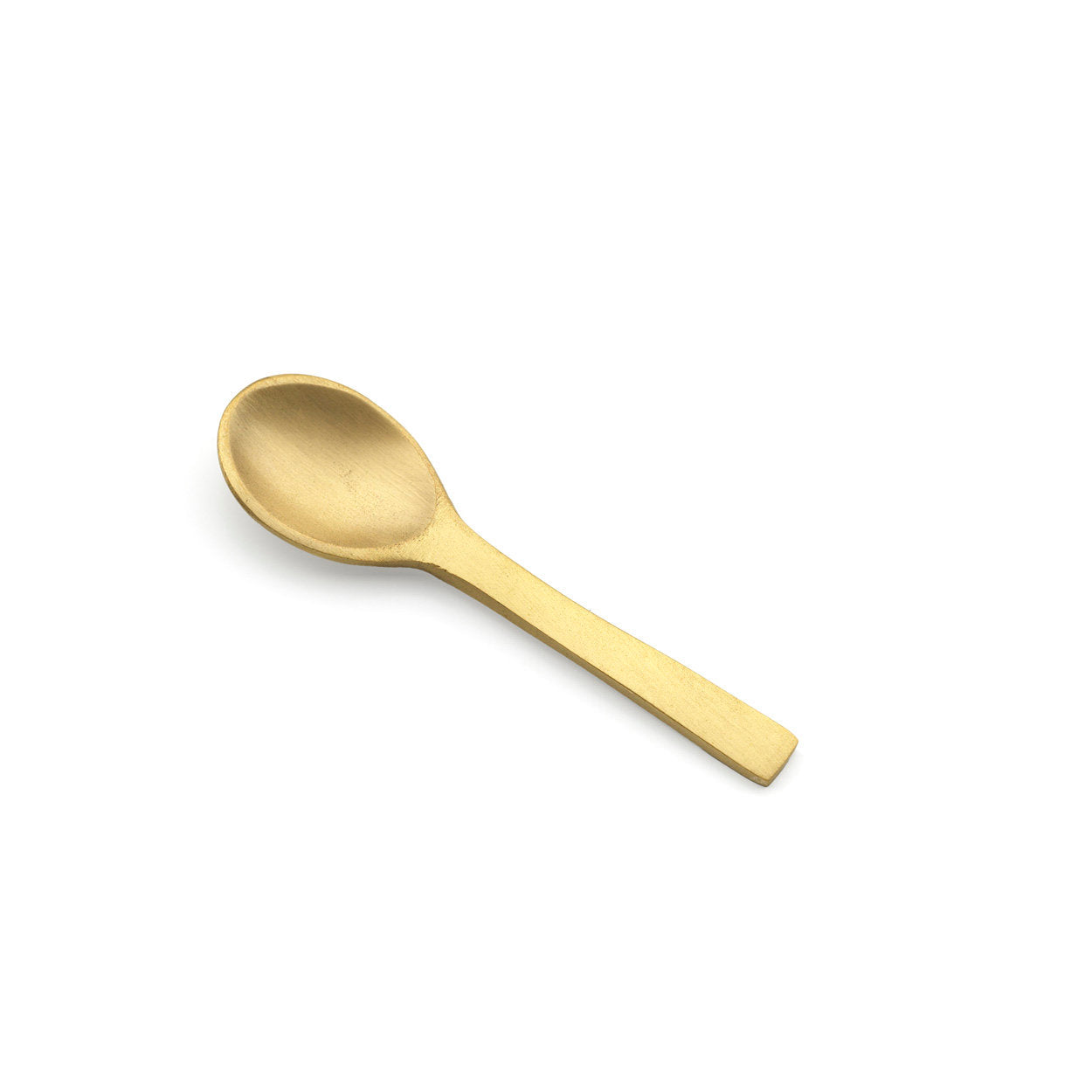 Gold salt spoon with curved bowl, ideal for seasoning at the table or stove