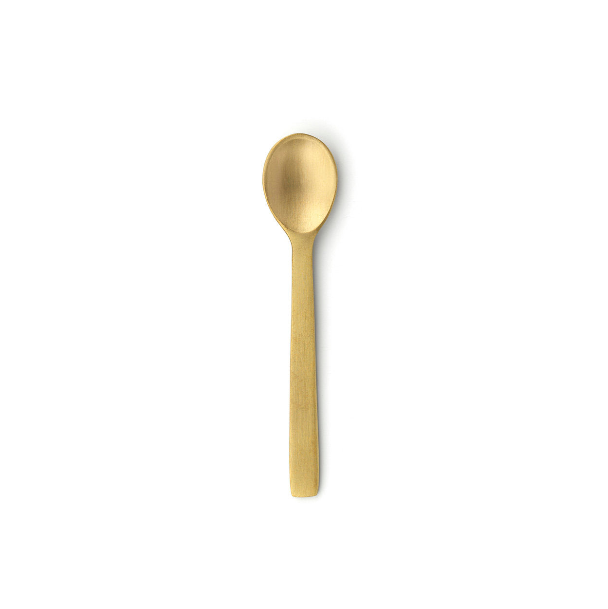 Medium gold brass spice spoon, handcrafted for scooping spices, salt, or herbs with ease.