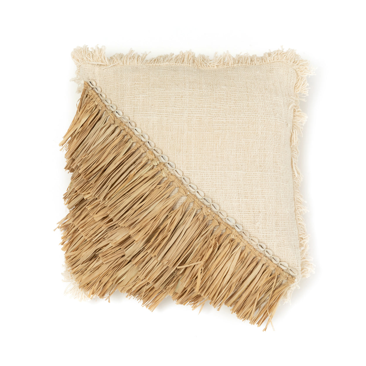 Der Raffia Baumwoll Kissenbezug - Natur Weiss - 40x40