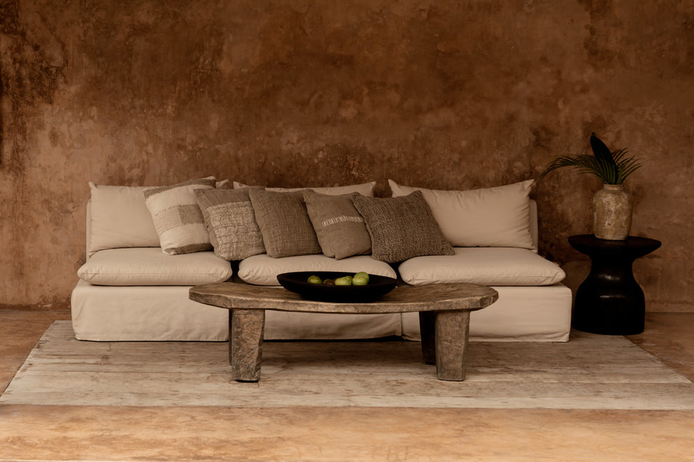 La Funda de Cojín Linen Damier - Natural