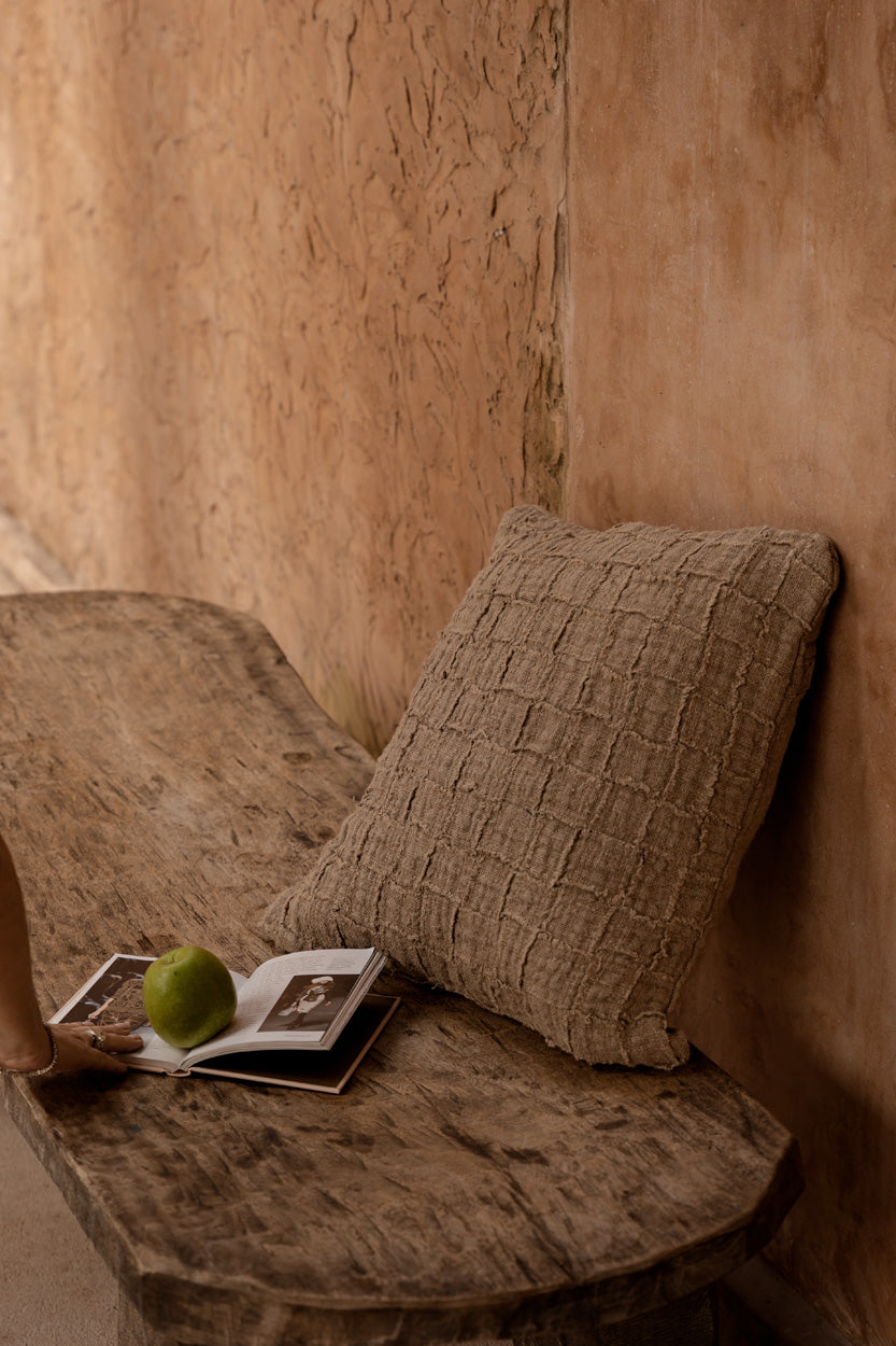 La Funda de Cojín Linen Damier - Natural