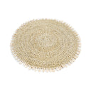 Handmade seagrass shell placemat, perfect for adding natural charm and protecting your dining table