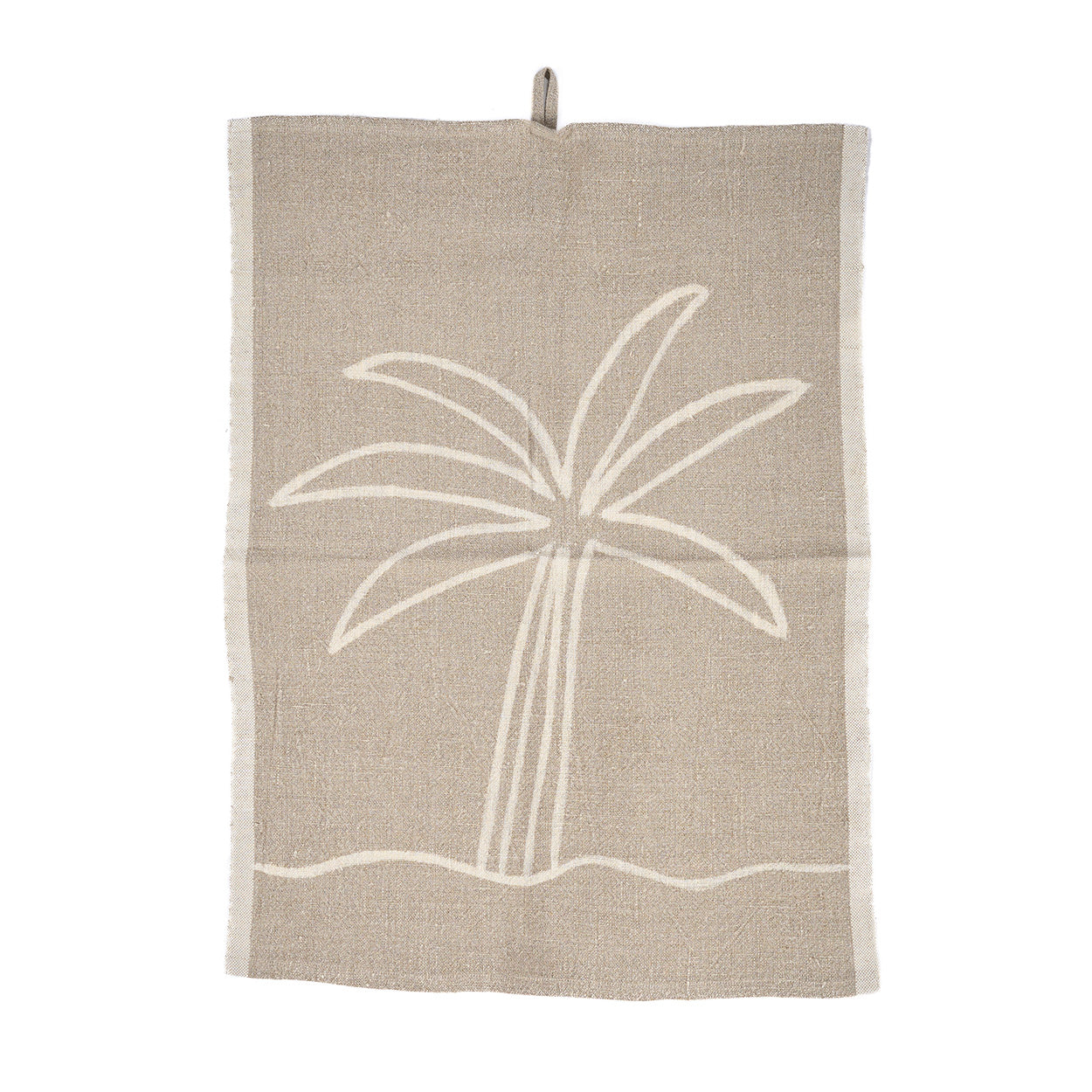 El Paño De Cocina Palm Tree De Lino - Blanco Natural - 50x70