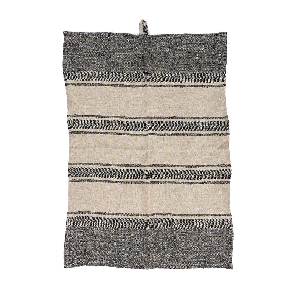 The Linen Smudge Kitchen Towel - Natural Black - 50x70