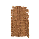 A reusable cutlery pouch in brownish tone for dining settings with little fringes.