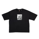 Oversized black graphic tee XL in cotton, featuring a relaxed fit and bold chest print for streetwear style.