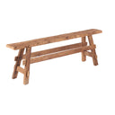 Handcrafted teak bench seating with rustic natural finish, ideal for indoor or covered outdoor spaces