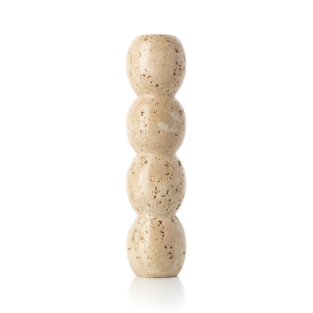 Der Travertine Totem Taper Kerzenhalter - Beige - L