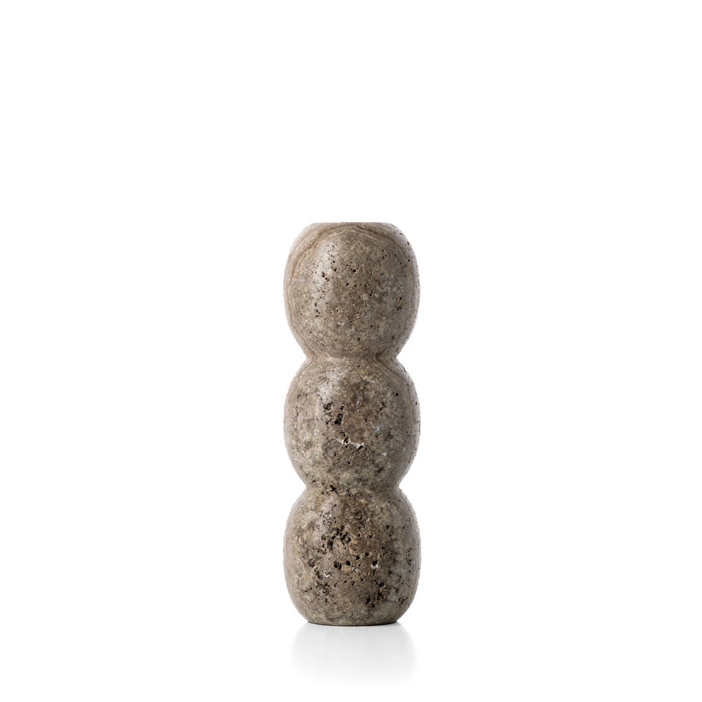 Der Travertine Totem Taper Kerzenhalter - Grau - L