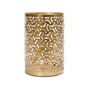 Hollow zigzag gold brass candle holder, a modern geometric design for elegant home décor.