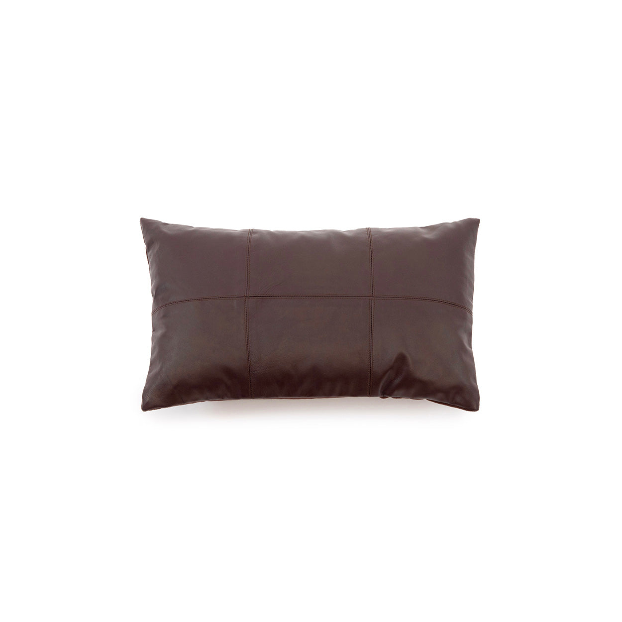 La Housse De Coussin Six Leather Panel - Chocolat - 30x50